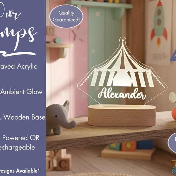 Circus Custom Name Light • Personalized LED Decor • Boy/Girl Kids Gift - Picture 3 of 8